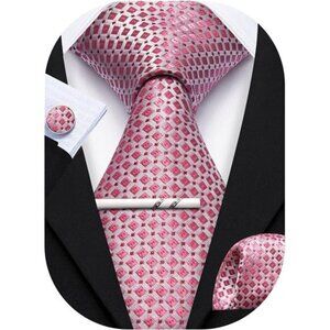 New Men Plaid/Striped Ties Set Silk Business Wedding Formal Fashion Necktie